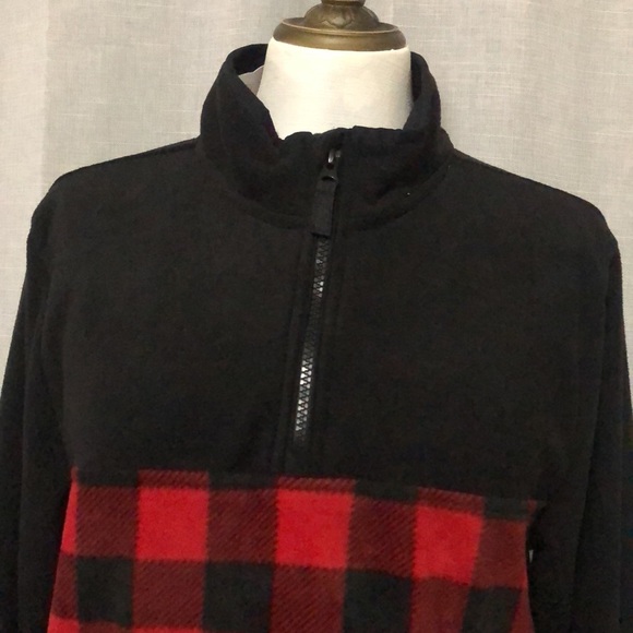 NWT-Fall Must Have Quarter Zip Fleece-Red&Black Buffalo Check Print-Front Pocket - Picture 3 of 15